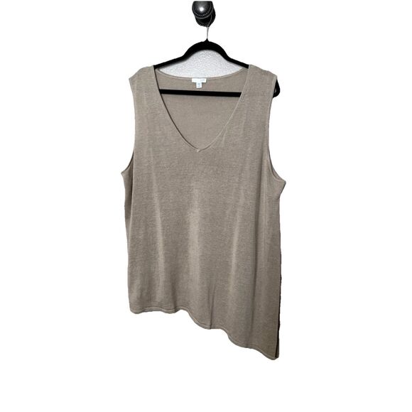 J. Jill Womens Linen Blend Plus Size 3X Asymetrical Top Sleeveless Tank Shirt - Picture 1 of 7